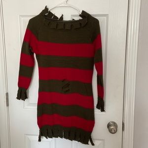 Freddy Krueger Halloween costume sweater dress, Medium